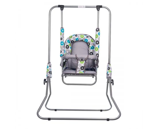 Leagan pentru copii, Top Kids, cu spatar reglabil, Grey Flowers, Culoare: Gri deschis