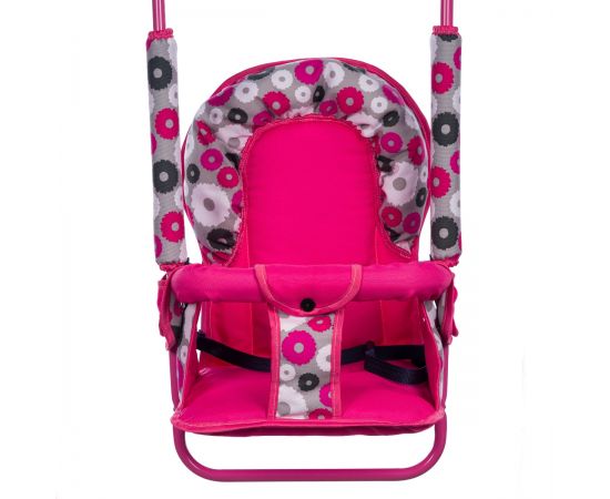 Leagan pentru copii, Top Kids, cu spatar reglabil, Pink Flowers, Culoare: Roz,poza 2