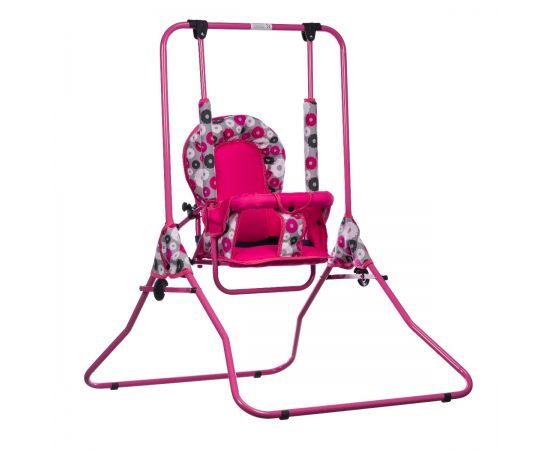 Leagan pentru copii, Top Kids, cu spatar reglabil, Pink Flowers, Culoare: Roz,poza 3