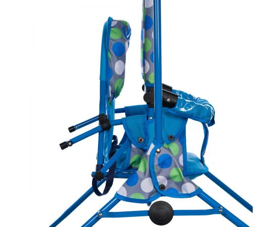 Leagan pentru copii, Top Kids, cu spatar reglabil si bara detasabila, Blue Dots, Culoare: Blue,poza 4