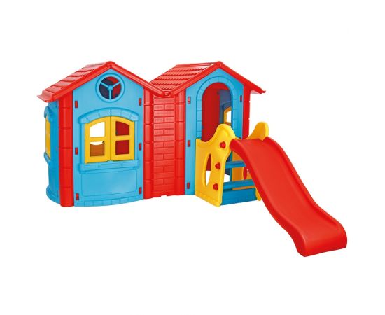 Casuta cu tobogan pentru copii Pilsan Double Happy House blue