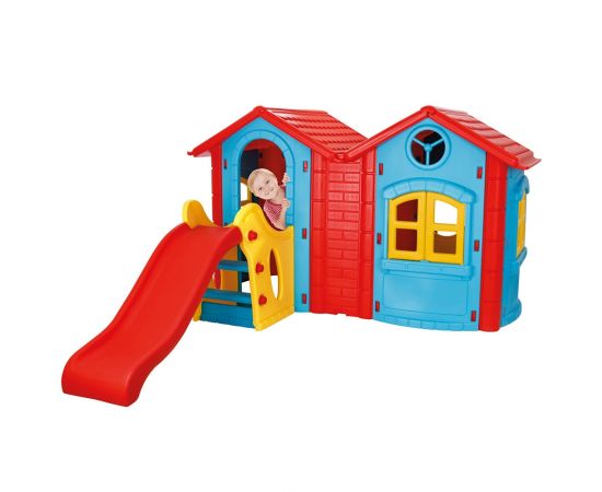 Casuta cu tobogan pentru copii Pilsan Double Happy House blue,poza 3