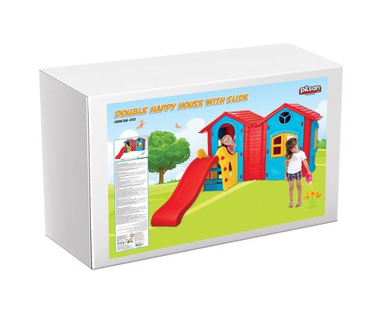 Casuta cu tobogan pentru copii Pilsan Double Happy House blue,poza 4