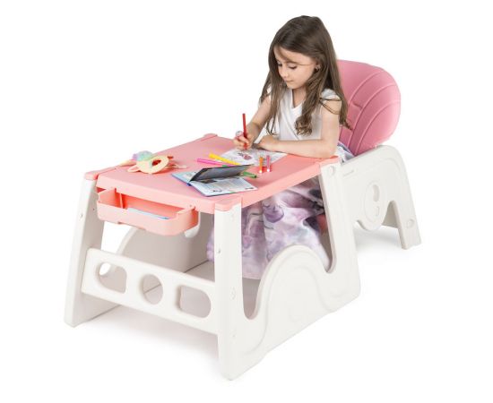 Scaun de masa transformabil Juju Eat&Play V2, Roz, Culoare: Roz,poza 8