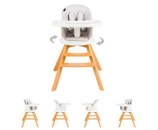 Scaun de masa 3 in 1 Juju Eat&Twist, Gri, Culoare: Gri,poza 6