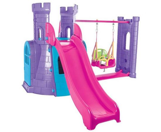 Centru de joaca Pilsan Castle Slide and Swing Set purple