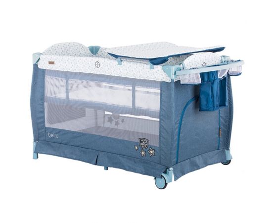 Patut pliabil Chipolino Bella blue linen, Culoare: Albastru, Dimensiuni: 120x60,poza 2