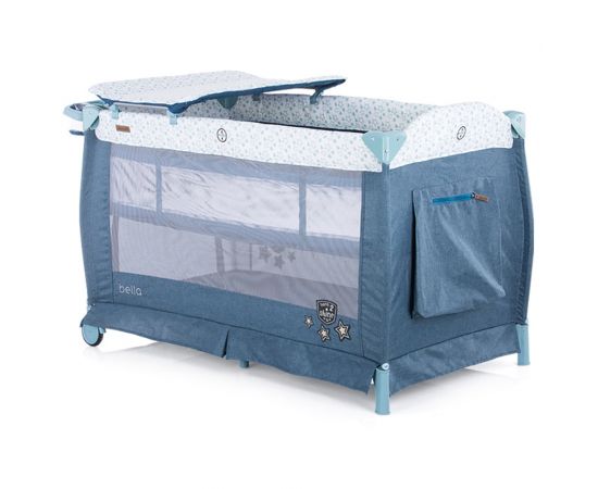 Patut pliabil Chipolino Bella blue linen, Culoare: Albastru, Dimensiuni: 120x60,poza 3