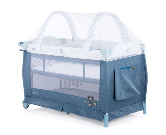 Patut pliabil Chipolino Bella blue linen, Culoare: Albastru, Dimensiuni: 120x60,poza 4