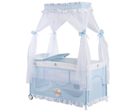 Patut pliabil Chipolino Sahara peony blue, Culoare: Albastru, Dimensiuni: 120x60