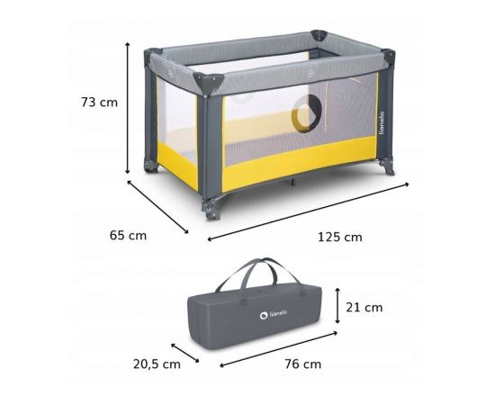 Patut pliant cu un nivel Lionelo Stefi Lemon din Metal, Poliester, 120x60 cm, Galben, Culoare: Galben, Dimensiuni: 120x60,poza 2