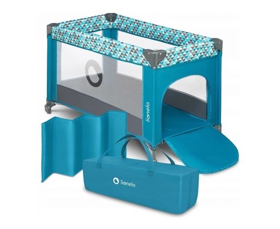 Patut pliant cu un nivel Lionelo Stefi din Metal, Poliester, 120x60 cm, Turquoise, Culoare: Turquoise, Dimensiuni: 120x60