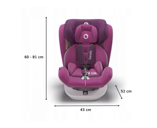 Scaun auto Isofix Lionelo Bastiaan rotativ 360 grade 0-36 kg Violet, Culoare: Violet, Grupa: 0-36kg (0 luni - 12 ani),poza 5