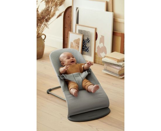 Balansoar BabyBjorn Bliss Light Grey, 3D Jersey, cu bara de jucarii,poza 3