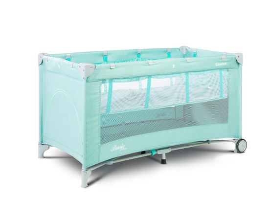 Patut pliant cu etaj intermediar Caretero BASIC PLUS Mint, Culoare: Turquoise, Dimensiuni: 120x60