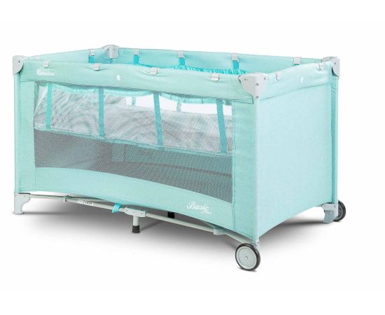 Patut pliant cu etaj intermediar Caretero BASIC PLUS Mint, Culoare: Turquoise, Dimensiuni: 120x60,poza 3