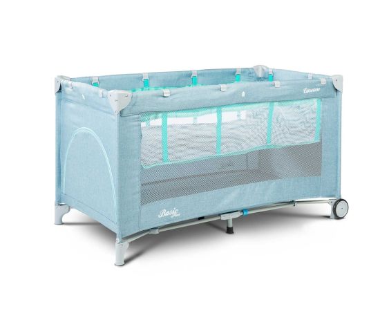 Patut pliant cu etaj intermediar Caretero BASIC PLUS Blue, Culoare: Blue, Dimensiuni: 120x60