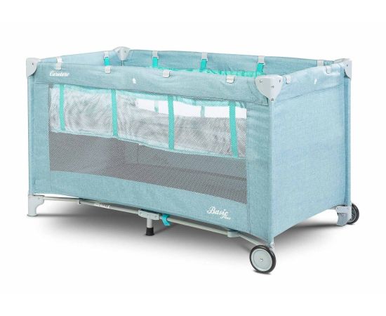Patut pliant cu etaj intermediar Caretero BASIC PLUS Blue, Culoare: Blue, Dimensiuni: 120x60,poza 4