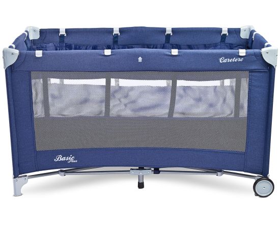 Patut pliant cu etaj intermediar Caretero BASIC PLUS Navy, Culoare: Albastru, Dimensiuni: 120x60,poza 2