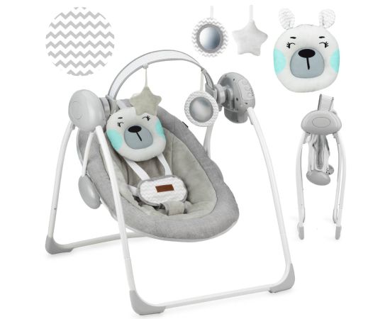 Leagan pentru bebelusi, MoMi LISS Bear, Gri/Turcoaz, Culoare: Gri,poza 2