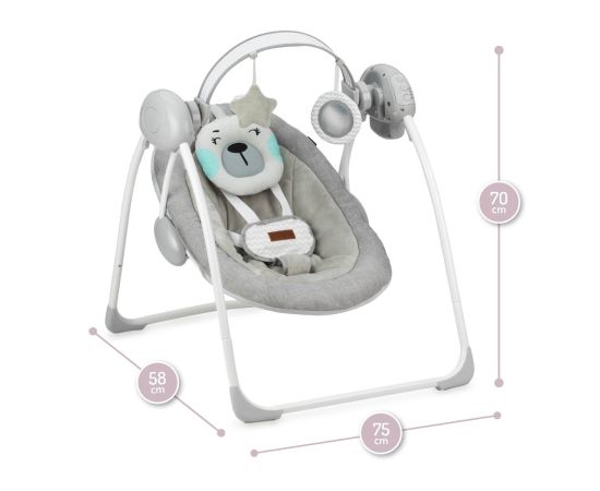 Leagan pentru bebelusi, MoMi LISS Bear, Gri/Turcoaz, Culoare: Gri,poza 6