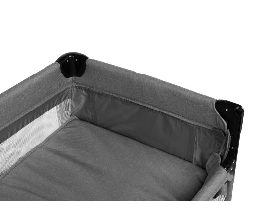 Patut pliabil cu etaj suplimentar si laterala reglabila Caretero ESTI Grafit, Culoare: Gri, Dimensiuni: 120x60,poza 5