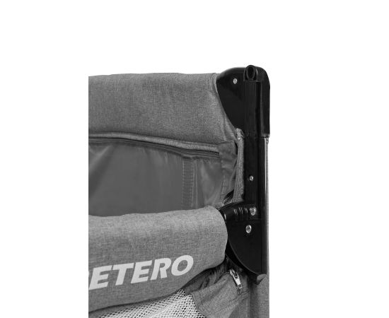 Patut pliabil cu etaj suplimentar si laterala reglabila Caretero ESTI Grafit, Culoare: Gri, Dimensiuni: 120x60,poza 8