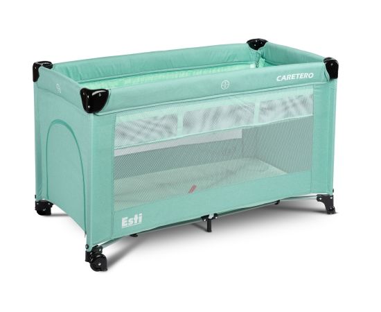 Patut pliabil cu etaj suplimentar si laterala reglabila Caretero ESTI Menta, Culoare: Turquoise, Dimensiuni: 120x60,poza 3