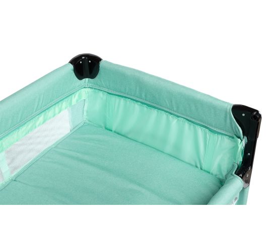 Patut pliabil cu etaj suplimentar si laterala reglabila Caretero ESTI Menta, Culoare: Turquoise, Dimensiuni: 120x60,poza 4