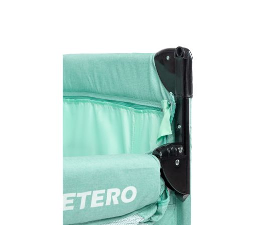 Patut pliabil cu etaj suplimentar si laterala reglabila Caretero ESTI Menta, Culoare: Turquoise, Dimensiuni: 120x60,poza 6