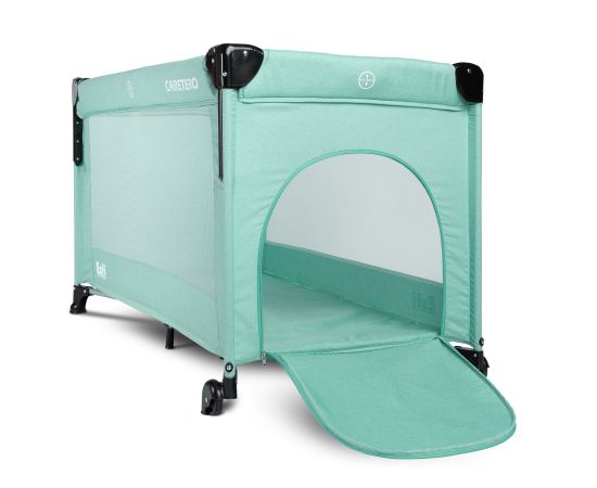 Patut pliabil cu etaj suplimentar si laterala reglabila Caretero ESTI Menta, Culoare: Turquoise, Dimensiuni: 120x60,poza 9