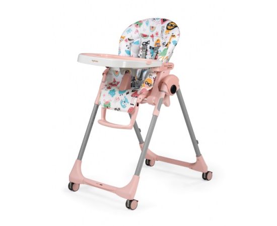 Scaun de masa 2 in 1 Peg Perego Prima Pappa Zero Follow Me, 0-15 Kg, Super Girl, Culoare: Roz