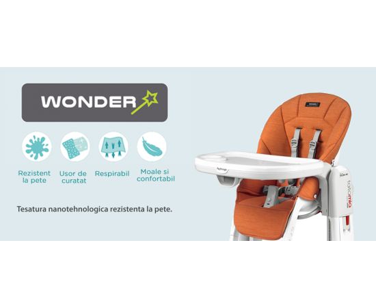 Scaun de masa 3 in 1 Peg Perego Tatamia Follow Me, 0-15 Kg, Wonder Orange, Portocaliu, Culoare: Portocaliu,poza 2