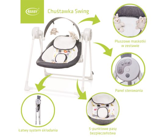 Leagan electric 4Baby SWING Gri, Culoare: Gri deschis,poza 2
