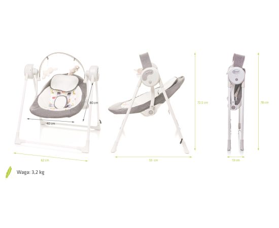 Leagan electric 4Baby SWING Gri, Culoare: Gri deschis,poza 3