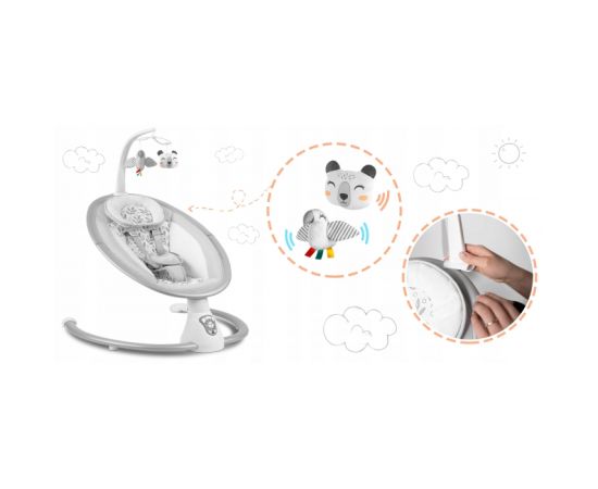 Leagan electric cu vibratii, muzica si jucarii Ricokids 705000, Gri,poza 2
