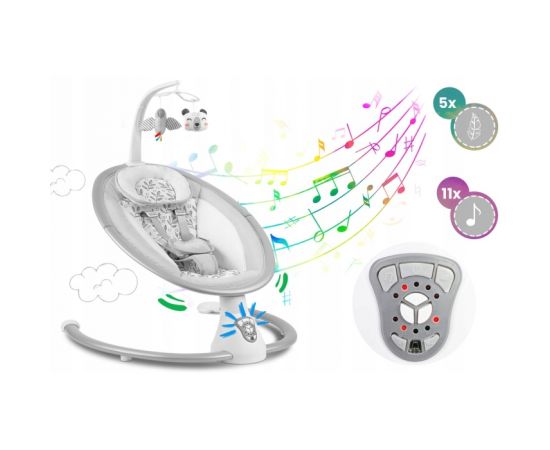 Leagan electric cu vibratii, muzica si jucarii Ricokids 705000, Gri,poza 6