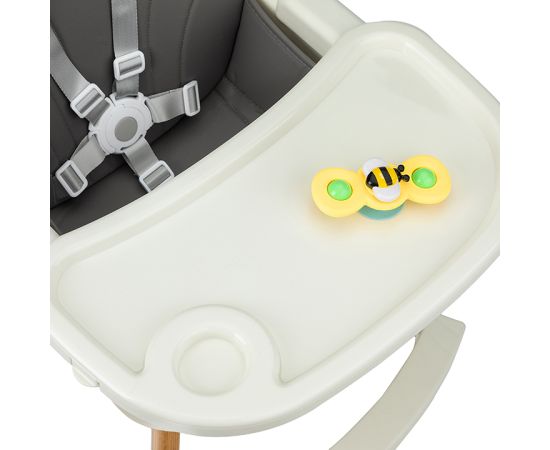 Scaun de masa copii Momi Flovi, Piele ecologica, Dark Grey, Culoare: Gri,poza 6