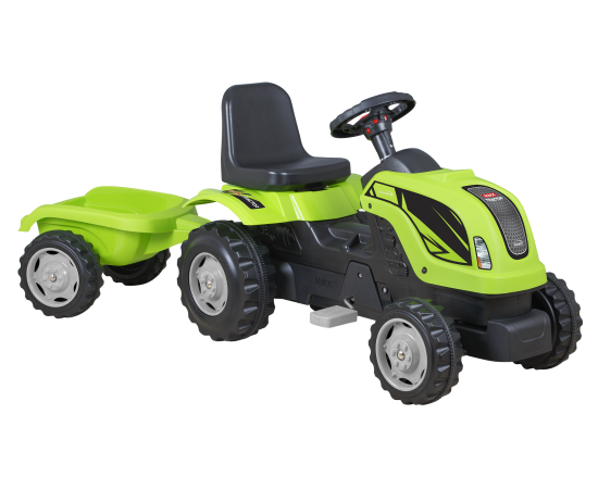 Tractor cu pedale si remorca Micromax MMX Verde, Culoare: Verde