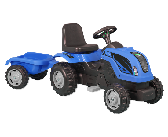 Tractor cu pedale si remorca Micromax MMX Albastru, Culoare: Albastru