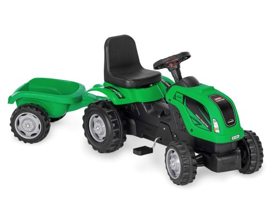 Tractor cu pedale si remorca Micromax MMX Verde Inchis, Culoare: Verde inchis