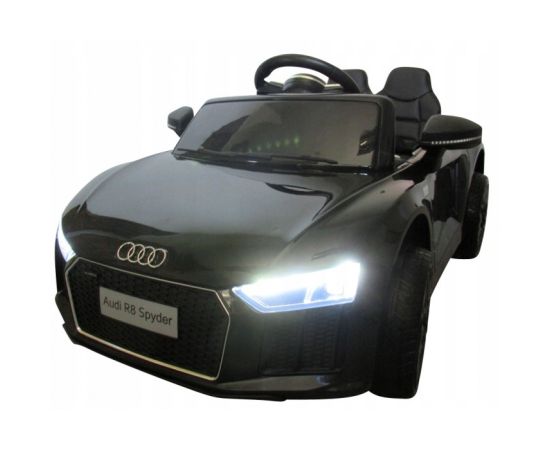 Masinuta electrica cu telecomanda, roti EVA, scaun piele Audi R8 R-Sport Negru, Culoare: Negru