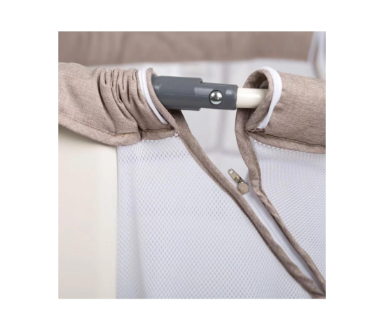 Patut co-sleeper BabyGo Vivaldi Beige, Culoare: Crem, Dimensiuni: 80x50,poza 4