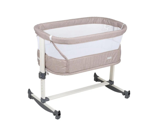 Patut co-sleeper BabyGo Vivaldi Beige, Culoare: Crem, Dimensiuni: 80x50,poza 5