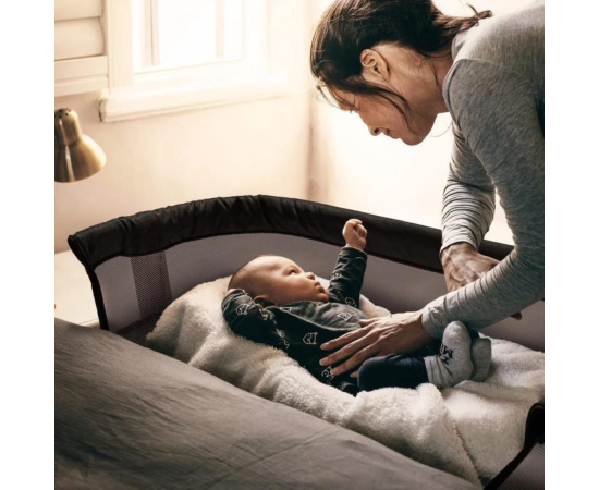 Patut co-sleeper BabyGo Vivaldi Beige, Culoare: Crem, Dimensiuni: 80x50,poza 6