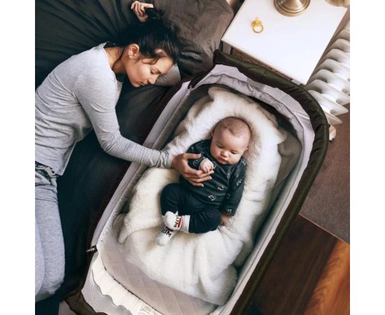 Patut co-sleeper BabyGo Vivaldi Beige, Culoare: Crem, Dimensiuni: 80x50,poza 7
