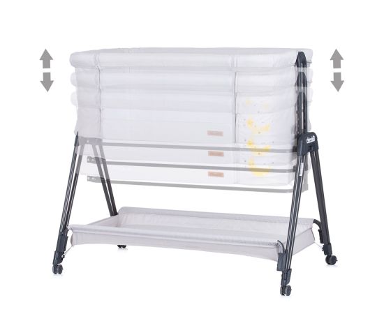 Patut Co-Sleeper Chipolino Pretty Close platinum, Culoare: Gri deschis,poza 3