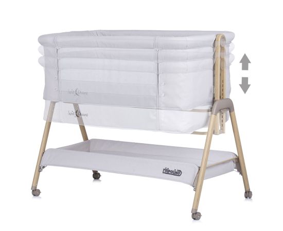 Patut Co-Sleeper Chipolino Sweet Dreams grey stars wood, Culoare: Gri deschis,poza 4