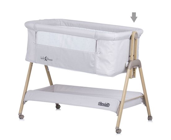 Patut Co-Sleeper Chipolino Sweet Dreams grey stars wood, Culoare: Gri deschis,poza 5