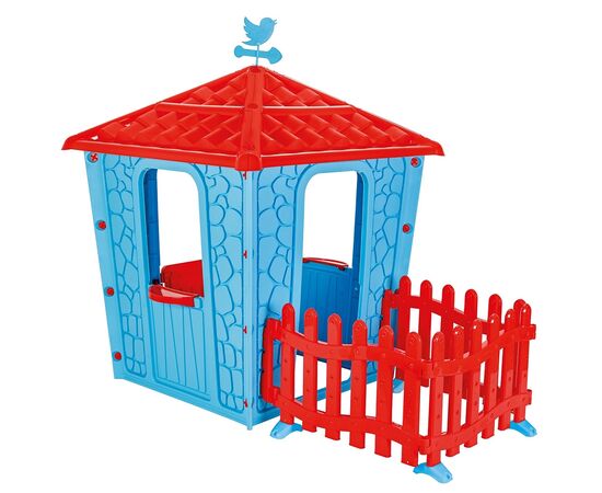 Casuta cu gard pentru copii Pilsan Stone House with Fence blue